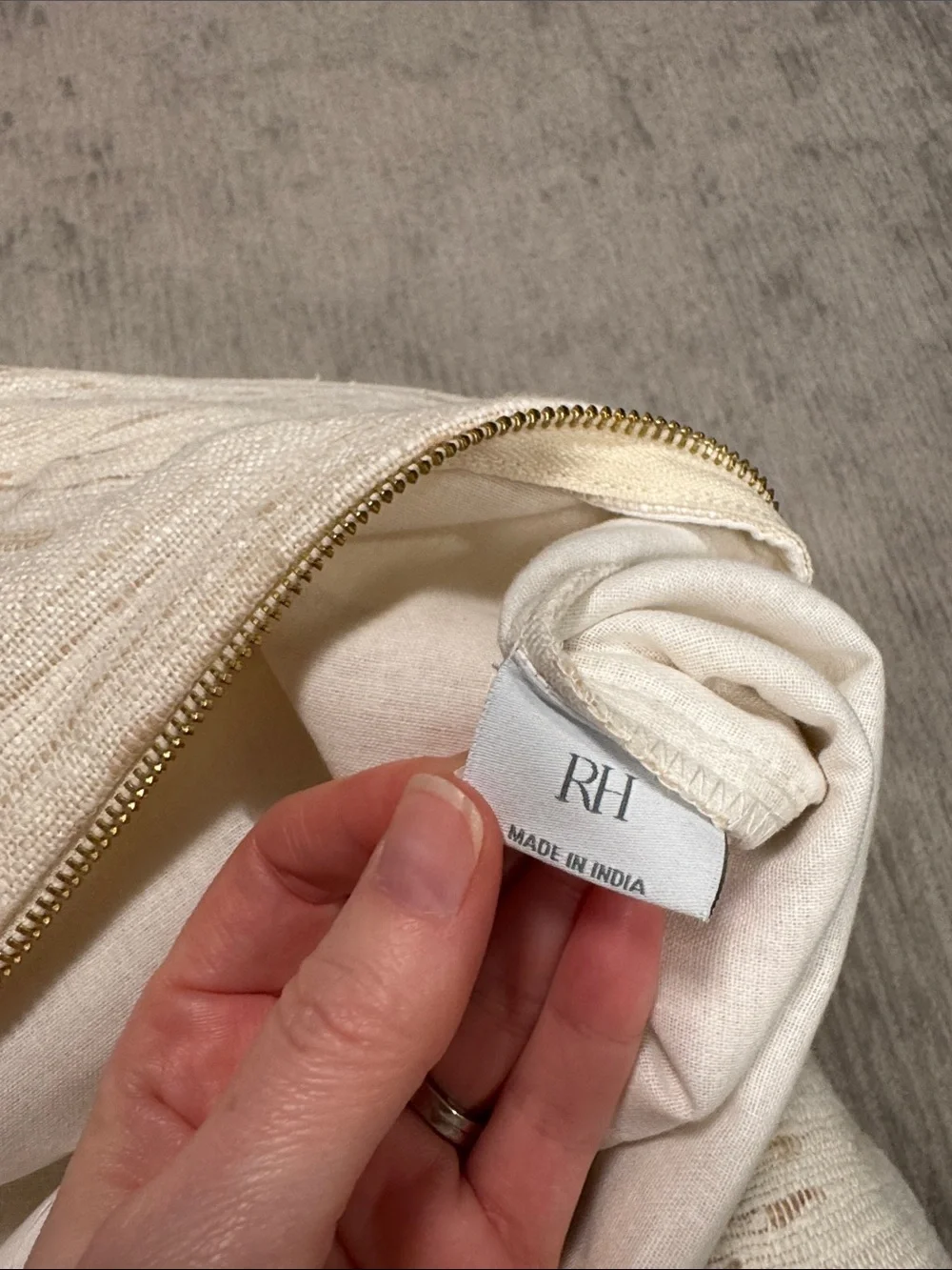 RH Seta Raw Silk Marled Pillow Cover in Natural 13”x21” Lumbar